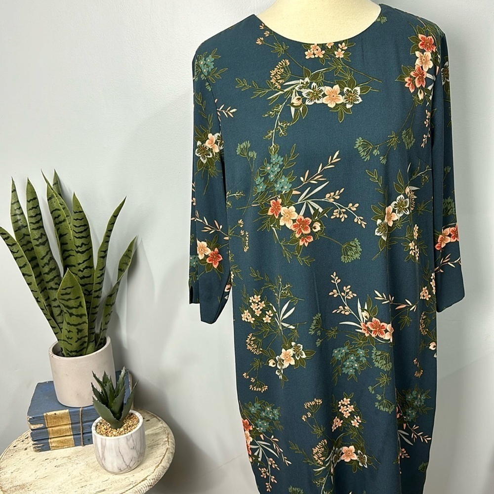 Banana Republic Floral Shift dress 3/4 sleeves size 14